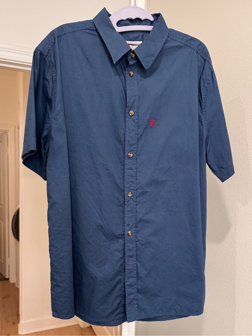 Fjallraven Men's Short Sleeve Button-Up Shirt - Navy Size L